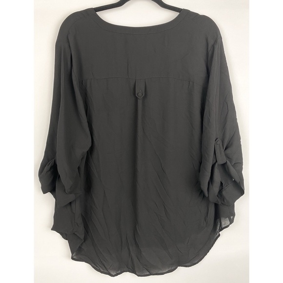 Torrid Harper Georgette Pullover 3/4 Sleeve Tunic Blouse Sheer Black - Size 2X‎ - Picture 6 of 10